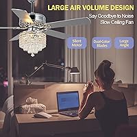 Vista 5 de Ventiladores de techo modernos de 52 pulgadas con luces K9, ventiladores de techo con control remoto para sala de estar, comedor, dormitorio, motor