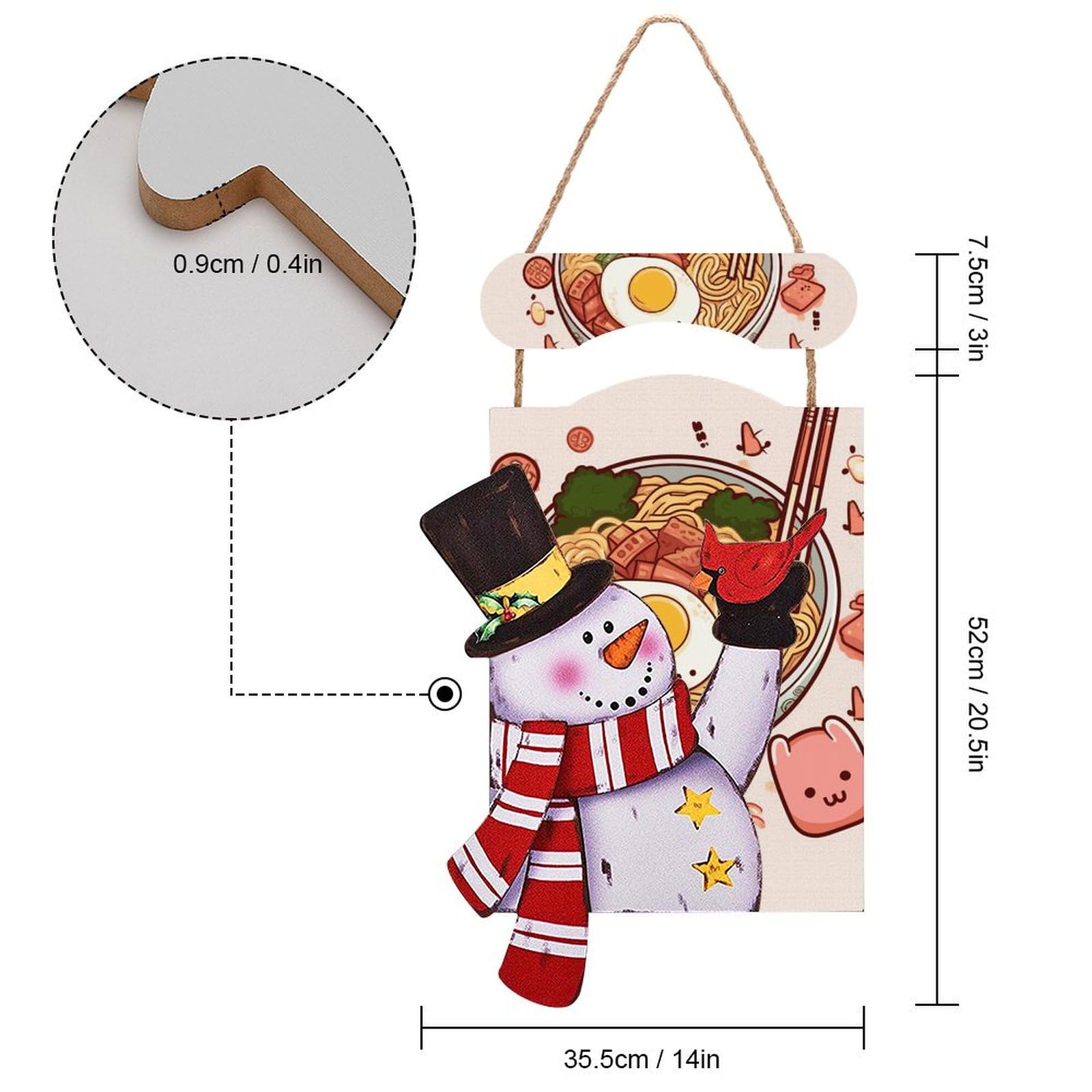 VFKLT Pittura da appendere con pupazzo di neve di Natale, in legno, decorazione invernale, deliziosa decorazione natalizia da parete