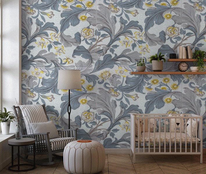 Image of CVD 3D PE Foam Self-Adhesive Wall Stickers | Grey Gold Flower Wallpaper for Home, Hotel, Living Room, Bedroom & Cafe | DIY Decorative Panel (70 x 70 cm, Approx. 5.8 Sq. Feet, 1 Piece)