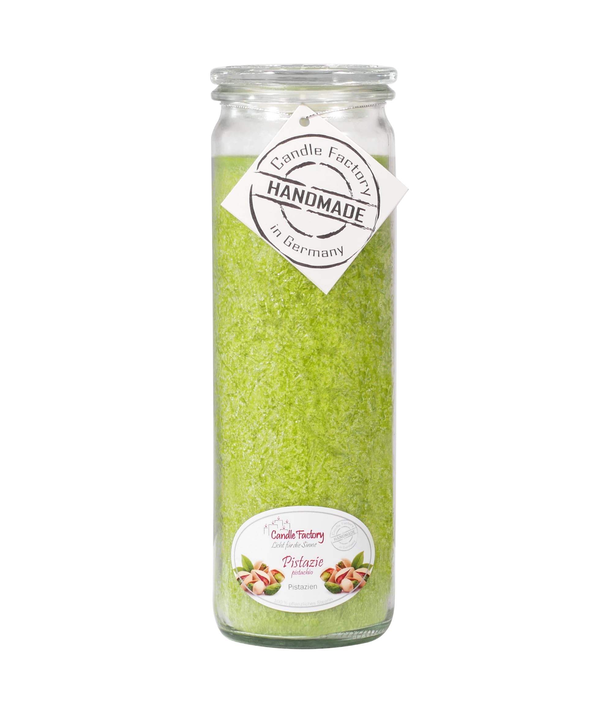 Candle Factory Big Jumbo Duftkerze aus pflanzlichem Stearin im hitzebeständigen Glas Weck® – Pistazie