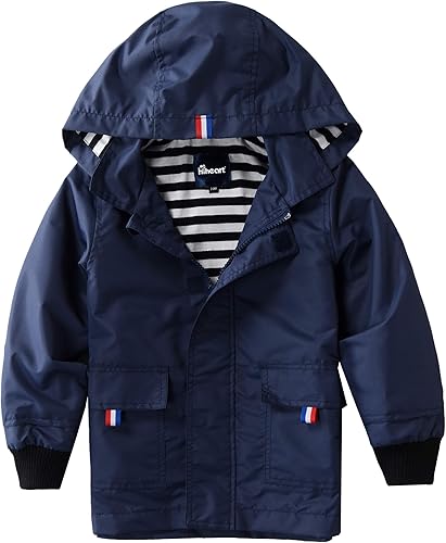 Hiheart - Chaqueta infantil para la lluvia, con capucha y forro de algodón, impermeable