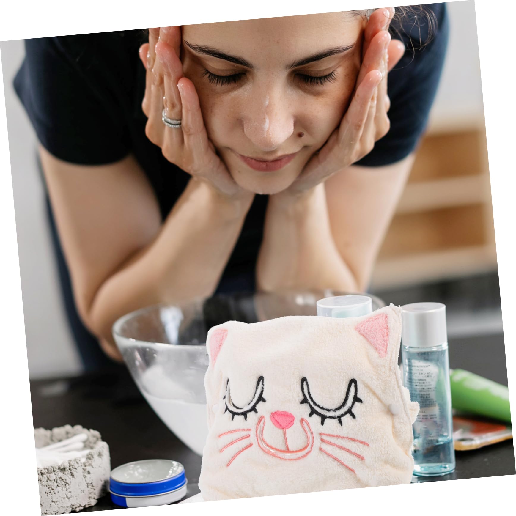 3 Pezzi Maschera Telo Riutilizzabile Fleece per Trattamenti con Design Carino e Confortevole per Della e Pori