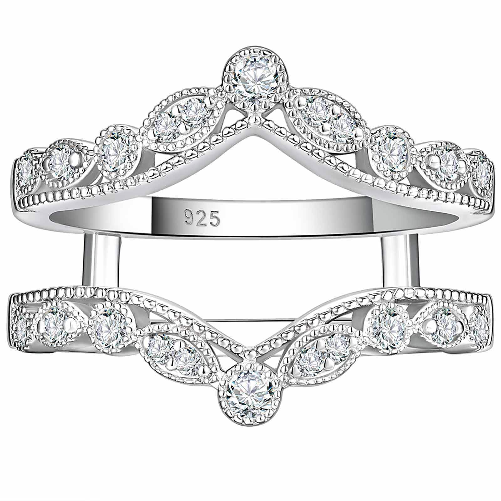SHELOVES Vintage Style Ring Enhancers for Engagement Ring Adjustable Wedding Bands 925 Sterling Silver 5-10