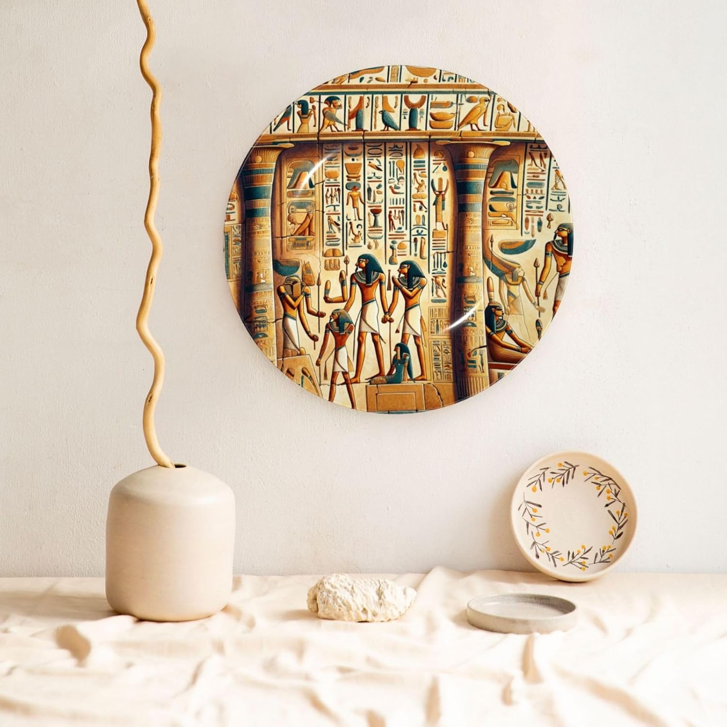 Ancient-Egypt-Hieroglyphs 10 Inch Decorative Plate With Stand, Elegant Display Wall Plate For Home Decor