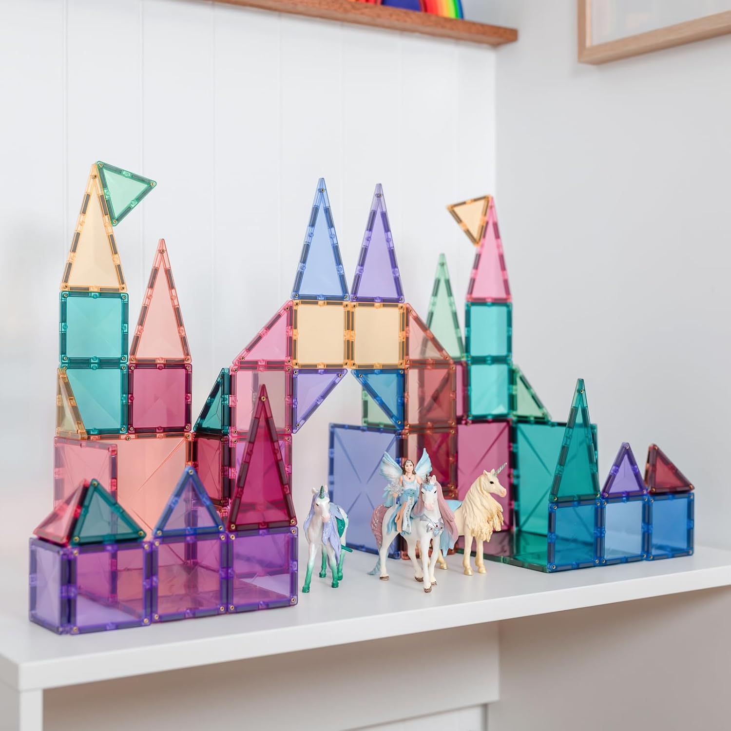 CONNETIX Magnetic Tiles Pastel Starter Pack, 64 Pieces