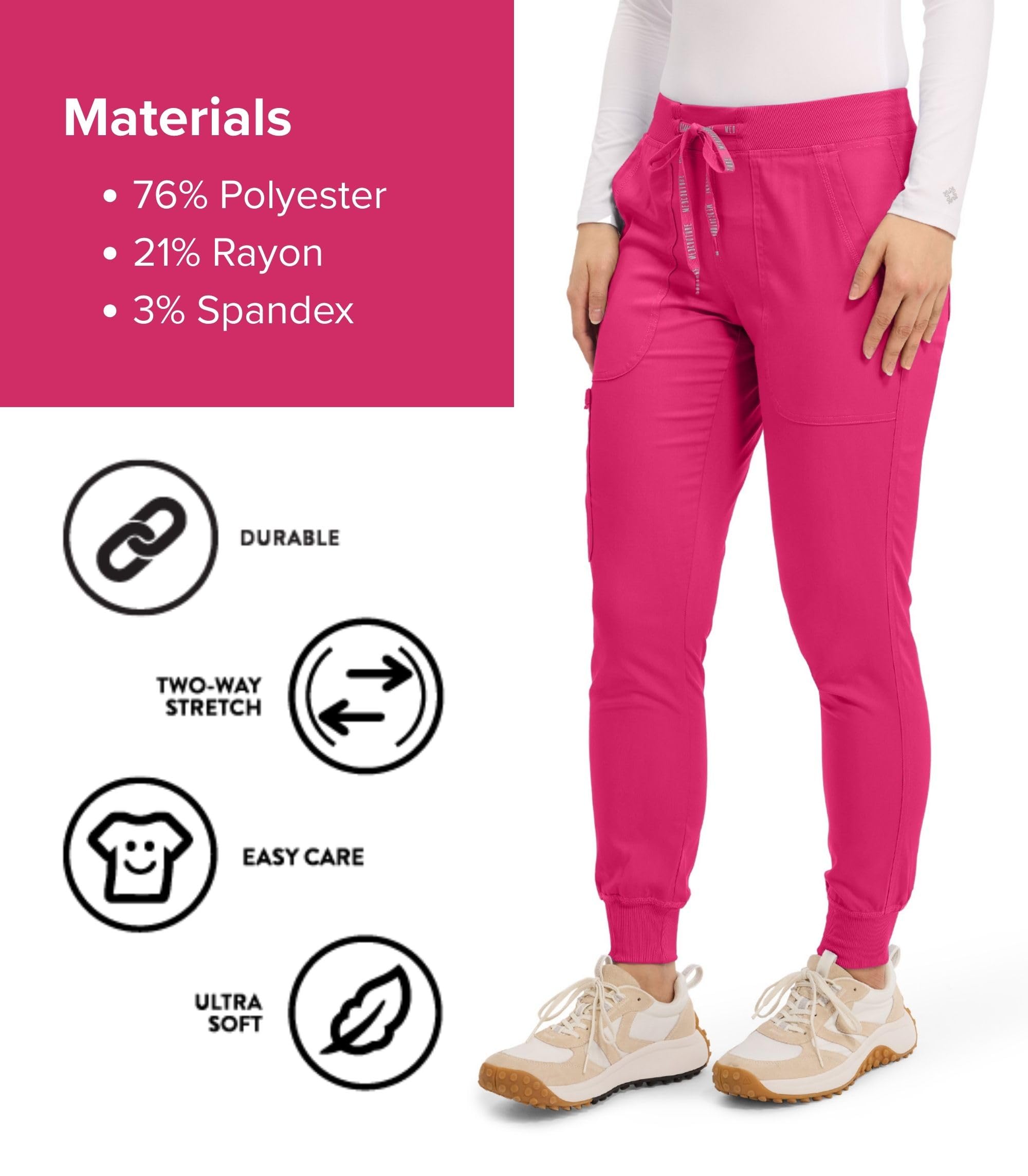 Med Couture Scrub Pants For Women Cargo Jogger Bottoms with 5 Pockets, Lightweight, Ultra Soft, 2-Way Stretch Fabric - MC7710