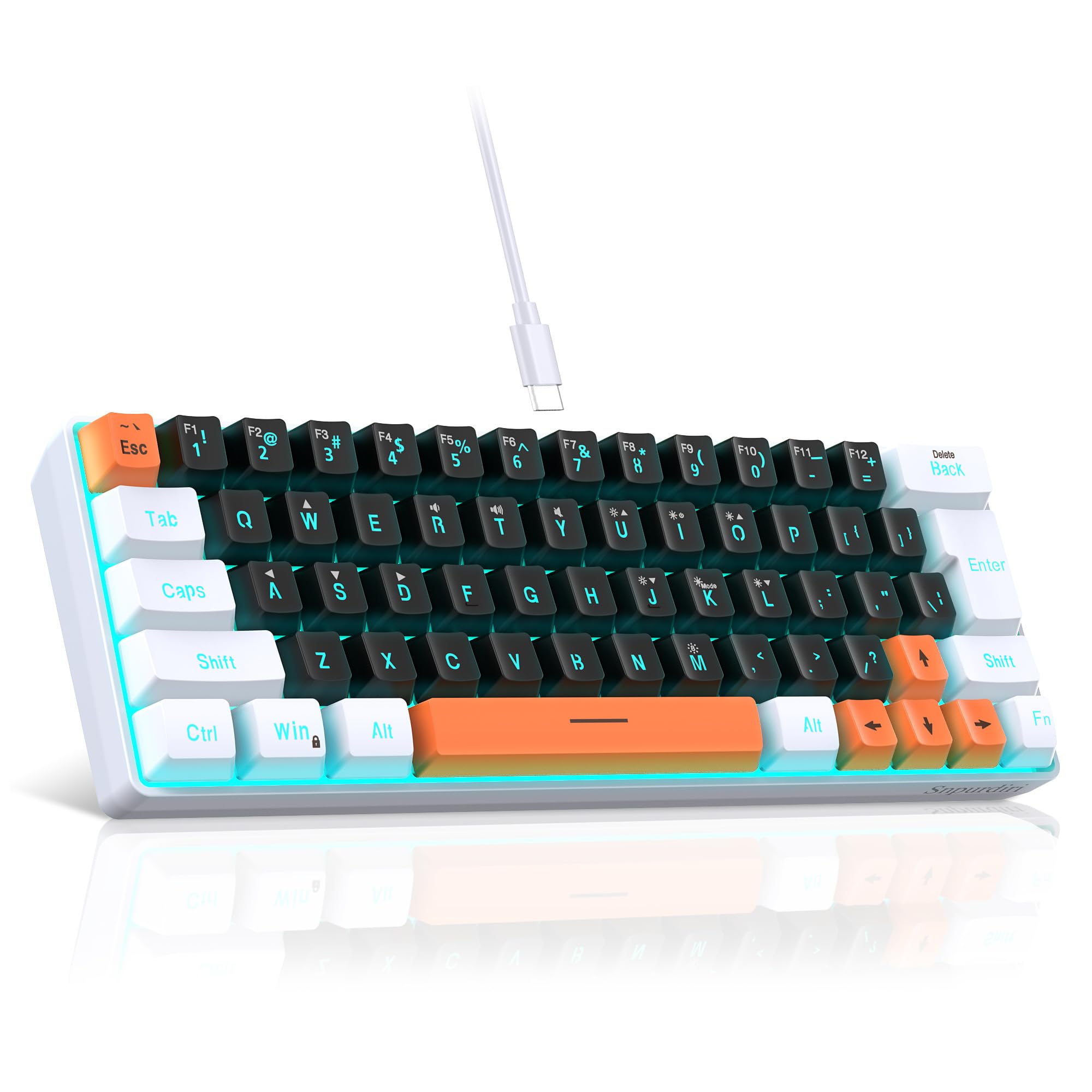 Amazon.com: Snpurdiri 60% Wired Gaming Keyboard, 63 Keys RGB