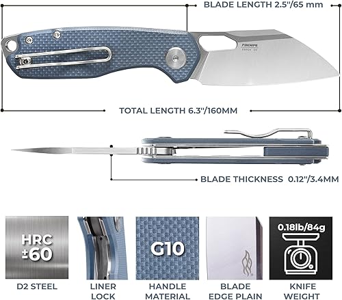Miniatura 10 de Firebird GANZO FH924-GR Cuchillo plegable de bolsillo con rodamiento de bolas Wharncliffe D2 Hoja de acero G10 Mango antideslizante con clip,