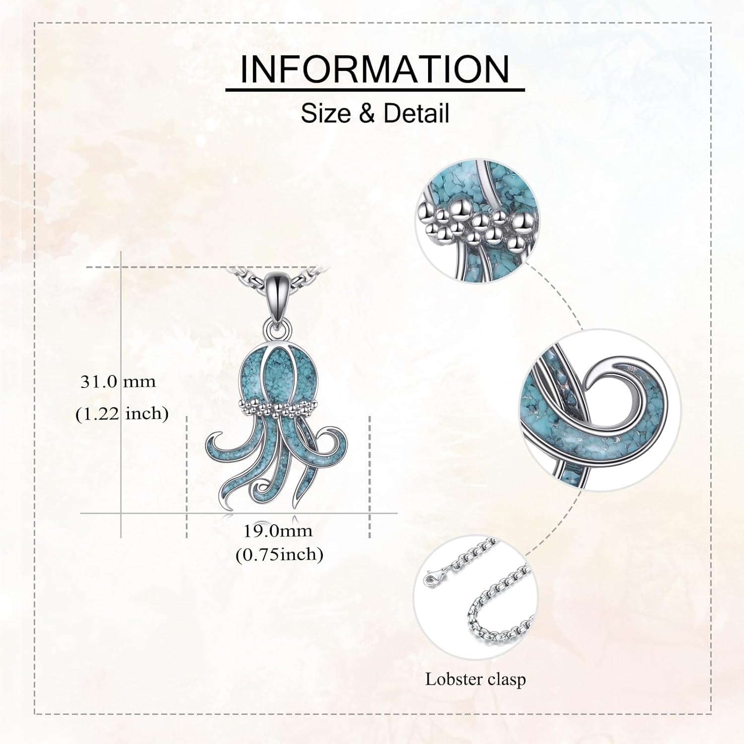ONEFINITY Octopus Necklace 925 Sterling Silver Turquoise Octopus Pendant Ocean Jewelry Gifts For Women Men - Image 5
