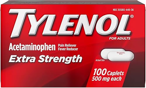 TYLENOL Alivio del dolor extra fuerte y reductor de fiebre de 500 mg, cápsulas de 100 eas, paquete de 2