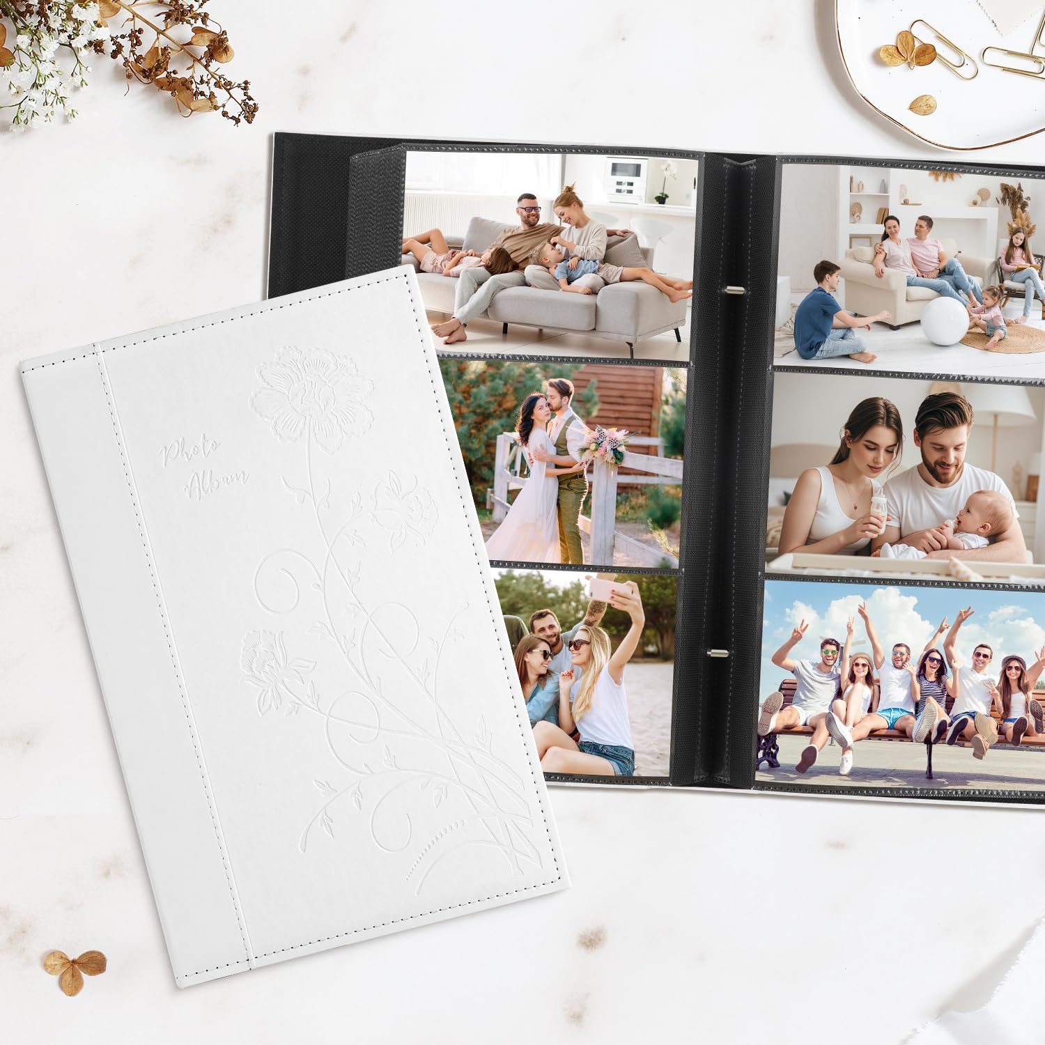Artmag Fotoalbum 10,2 x 15,2 cm, 300 Fotos, extra großes Fassungsvermögen, Ledereinband, Hochzeit, Familie, Fotoalben für 300 horizontale 10,2 x 15,2 cm (weiß)