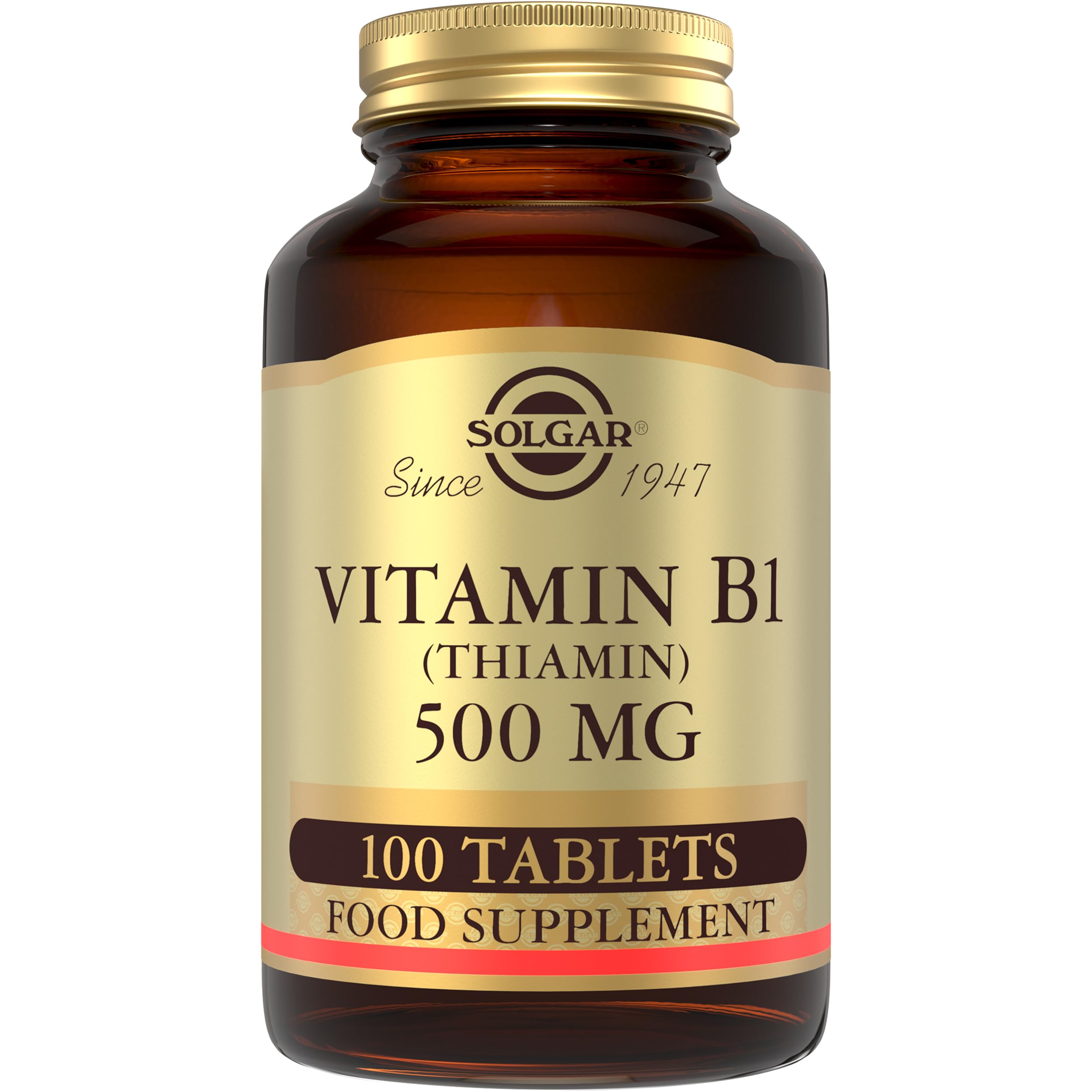 Solgar Vitamin B1 (Thiamin) 500 mg Tablets - Pack of 100 - Supports Energy Metabolism and Nervous System - Vegan