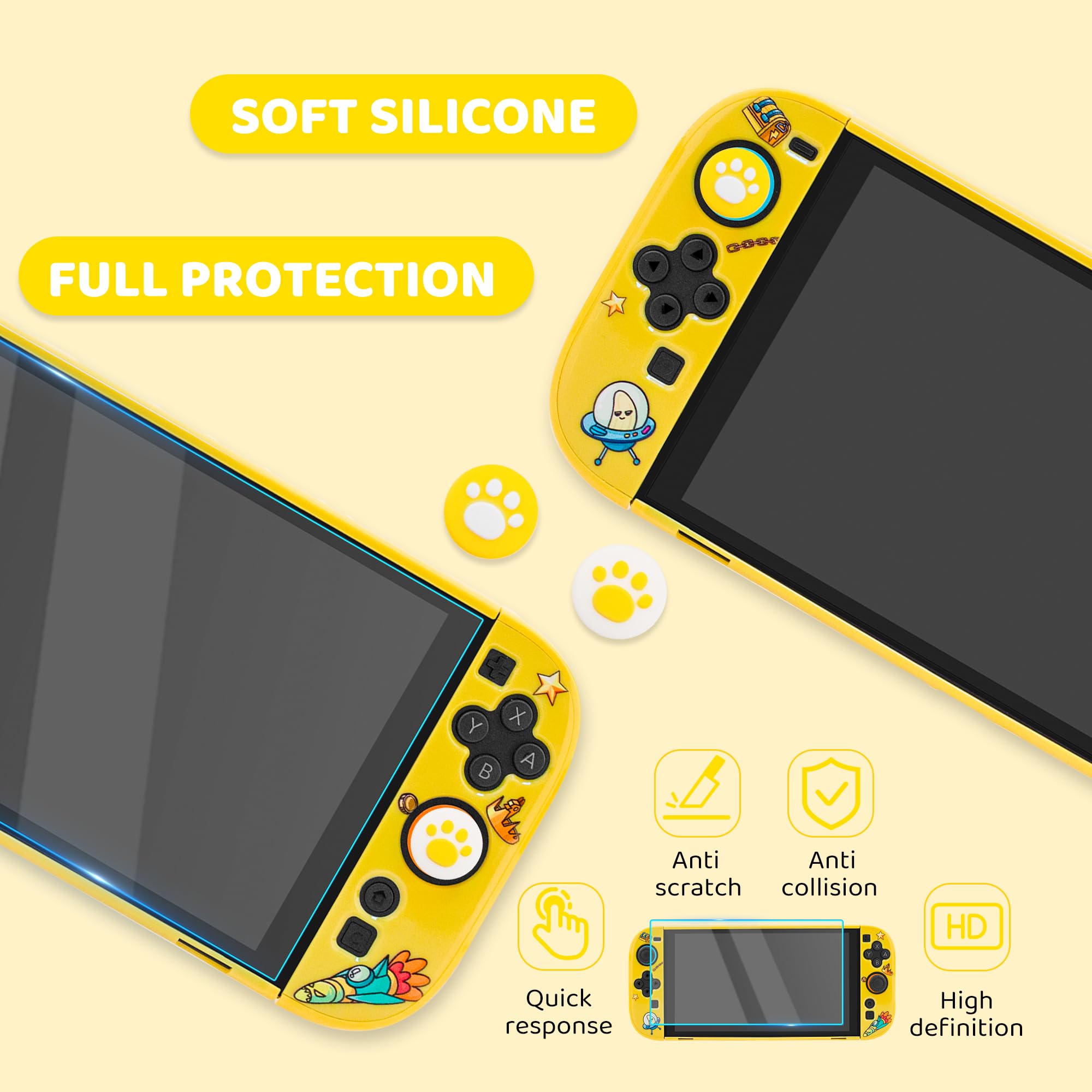 RHOTALL Sac de transport jaune pour Nintendo Switch 2, étui de voyage rigide pour Fortnite Peely, Switch 2 accessoires, étui de protection et sac de rangement avec 12 emplacements et film de
