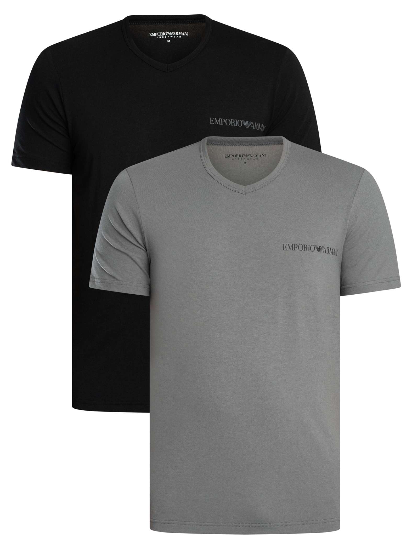 Emporio Armani Core Logoband - Confezione da 2 Magliette da Uomo con Scollo a V, Taglia S, vestibilità Regolare, Nero, S
