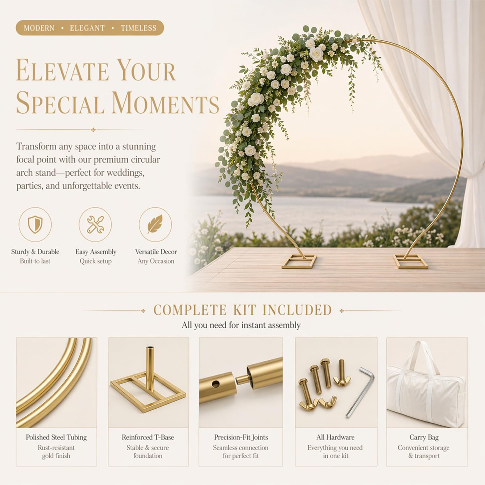 Portique Voûté pour Mariage, 2,4 x 2,8 m