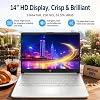 Laptop HP 14 para estudiantes y hogar, procesador Intel N150, 16GB RAM | 128GB UFS + 256GB MSD, pantalla HD de 14", Wi-Fi 6, Microsoft 365 por 1 año, tecla Copilot AI, ligera, color Plata Natural, incluye mouse 7