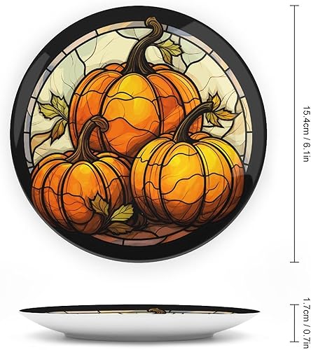 Miniatura 9 de Platos decorativos de bruja con sombrero naranja para decoración del hogar de Halloween, platos de cerámica con diseño de vitrales para sala de