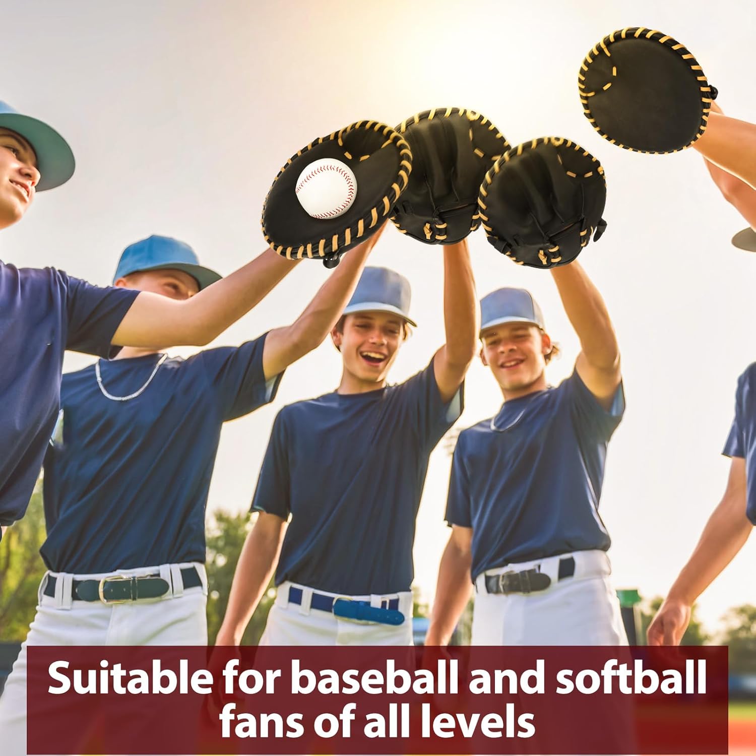 2 Pack Pancake Baseball and Softball Training Glove - Flat & Soft Premium PVC Fielding Gear for Right-Hand Throw, Great Choice for Teens