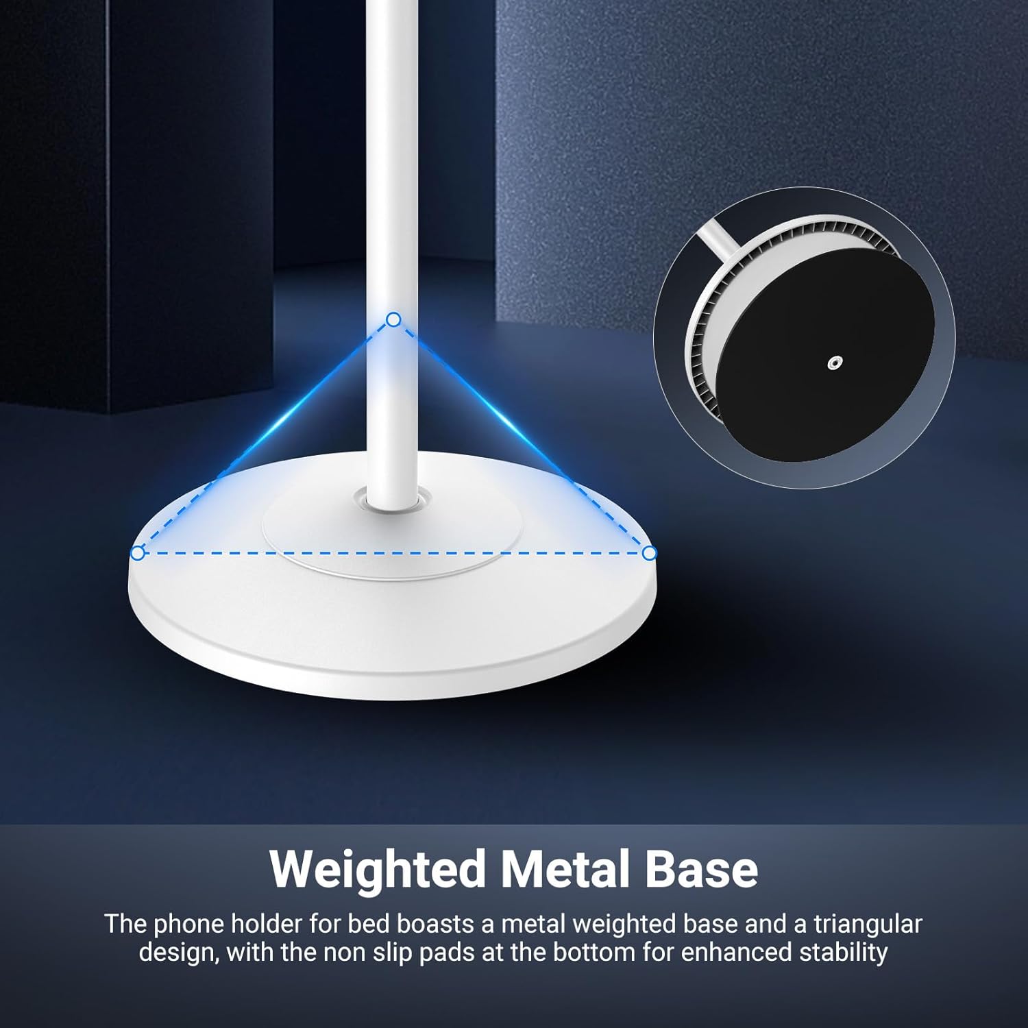 NEEWER Basics Phone Floor Stand with Horizontal Extension Arm, Adjustable Cell Phone Holder Clamp Mount Compatible with iPhone Samsung for Video Recording Bed Lying Down, Weighted Base, ST009 White