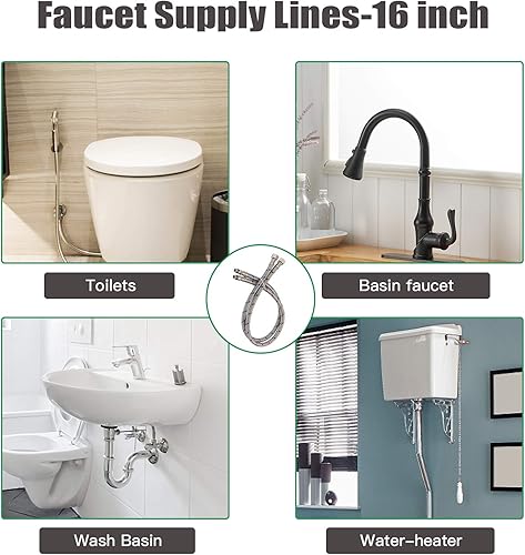 Miniatura 5 de Greenspring - Manguera de inodoro flexible de 24 pulgadas de largo, líneas de suministro de acero inoxidable trenzadas de rosca de compresión hembra