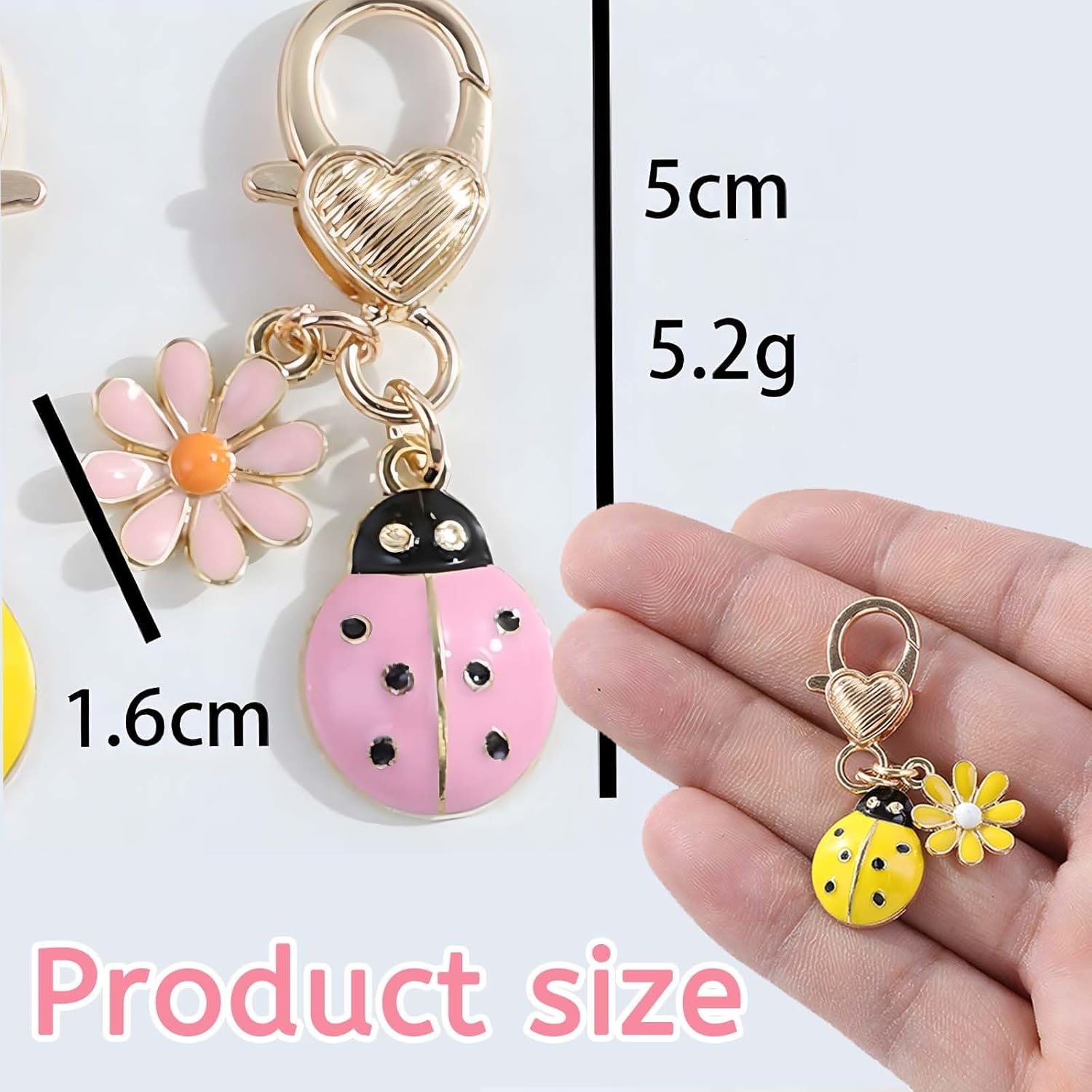 4Pcs Seven-Spotted Ladybug Keychain – Fun & Stylish Bag Charm,Pendant Jewelry for Women, Gift for Birthdays, Graduation - Image 5