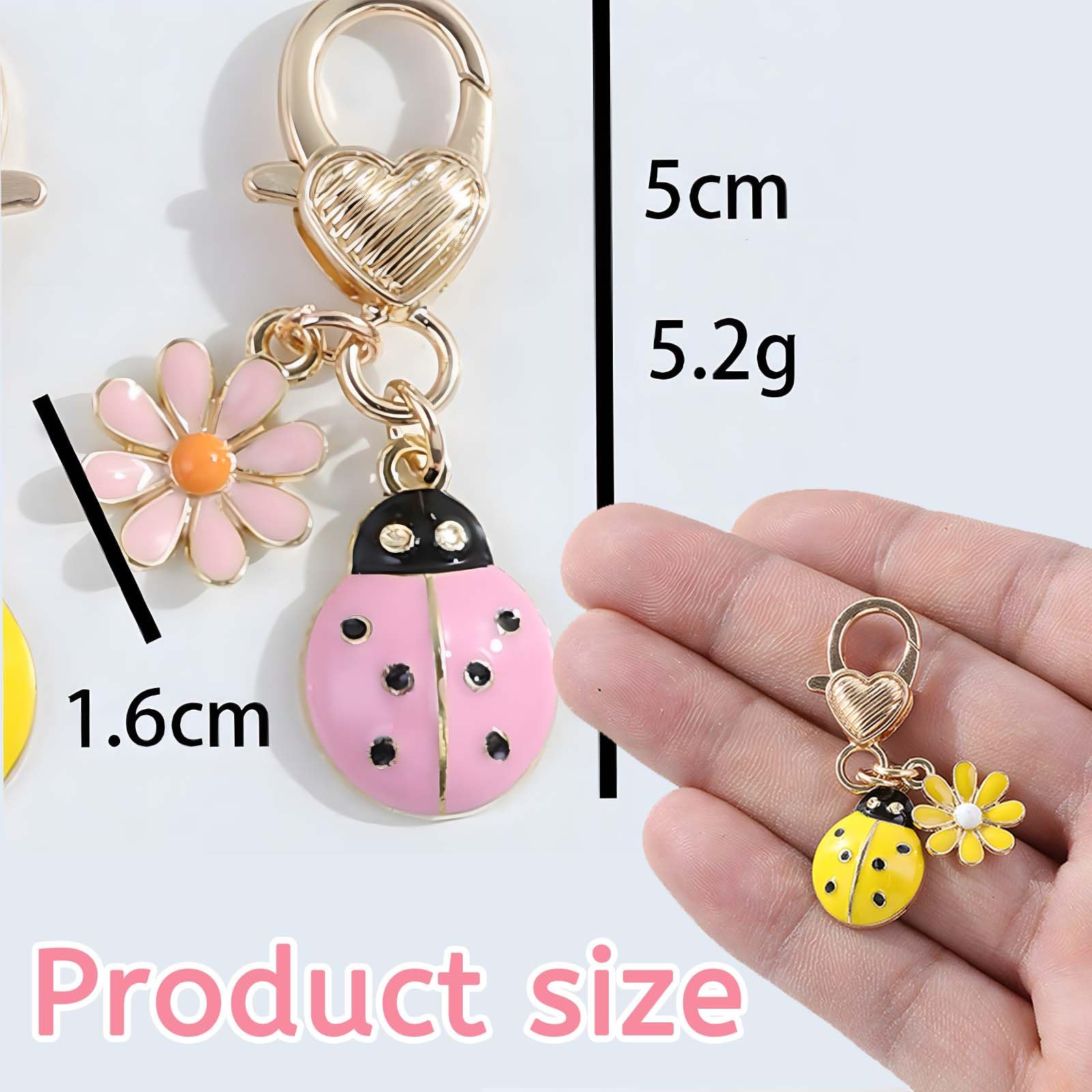4Pcs Seven-Spotted Ladybug Keychain – Fun & Stylish Bag Charm,Pendant Jewelry for Women, Gift for Birthdays, Graduation