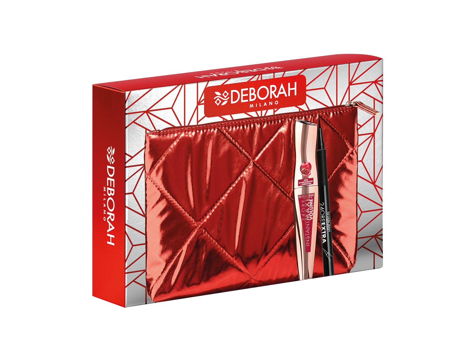 Deborah Milano Geschenkset – Mascara Instant Maxi Volumen & Eyeliner Pen Extra Schwarz, In Roter Tasche