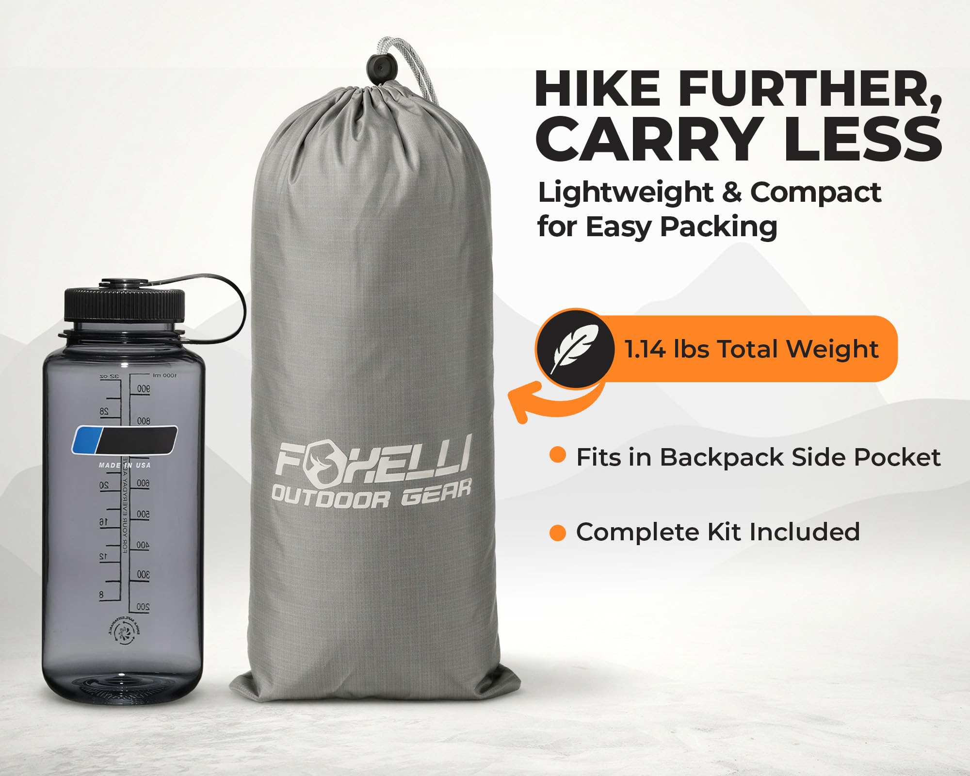 Foxelli Bâche de Camping légère et Portable étanche de 30,5 cm pour hamac, Gris