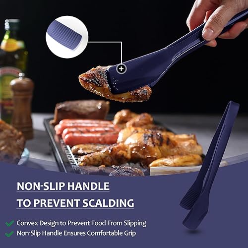 Miniatura 4 de SOLEADER Pinzas de cocina de silicona para cocinar, juego de pinzas de espátula de 11 pulgadas de acero inoxidable multiusos, pinza para pan,