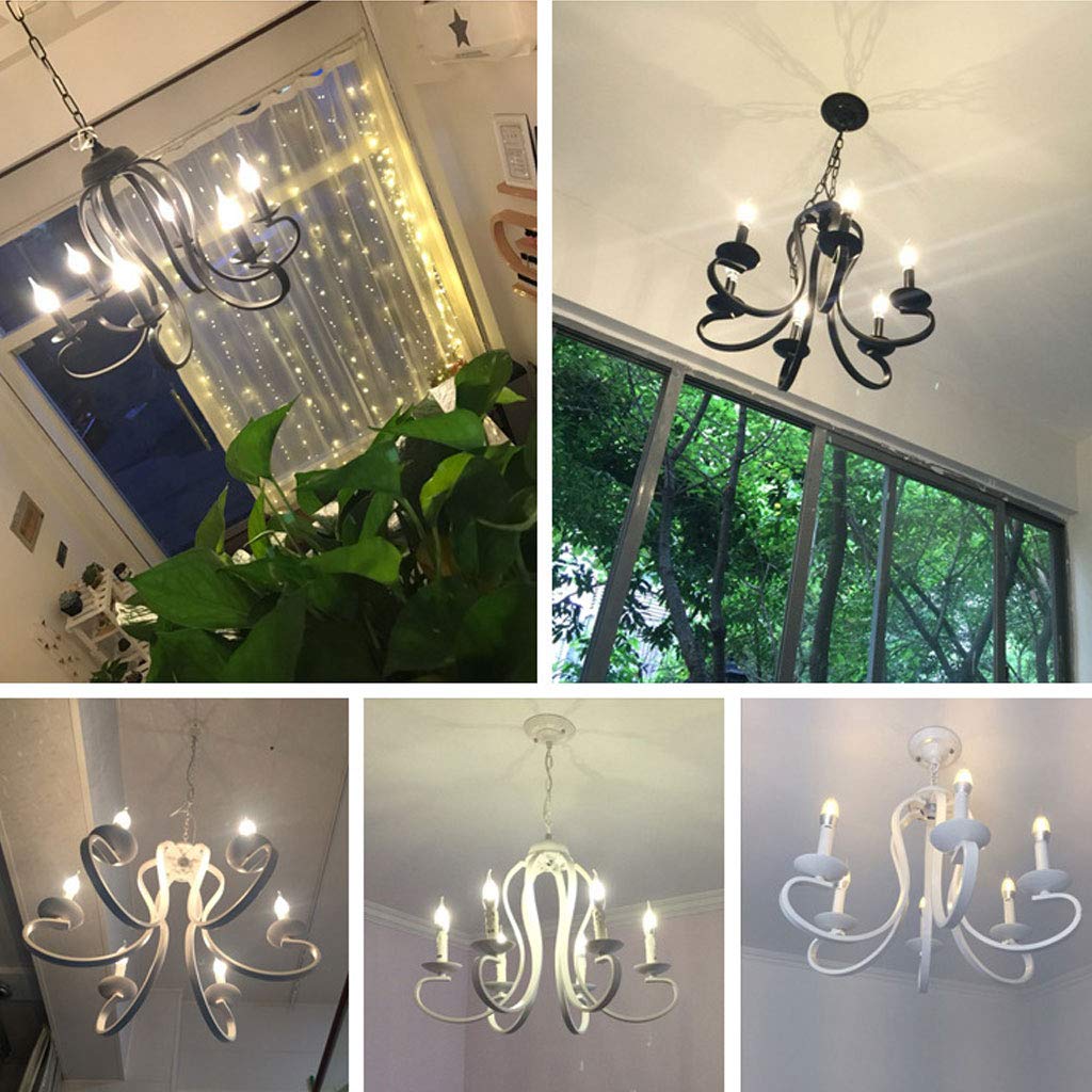 Eisen Pendelleuchter Retro Industrie Wind Hängelampe 6 * E14 Höhenverstellbare Pendellampe Einfache Kerze Hängeleuchte Restaurant Schlafzimmer Wohnzimmer Küche Kronleuchter Cafe Bar Dekoration,Schwarz