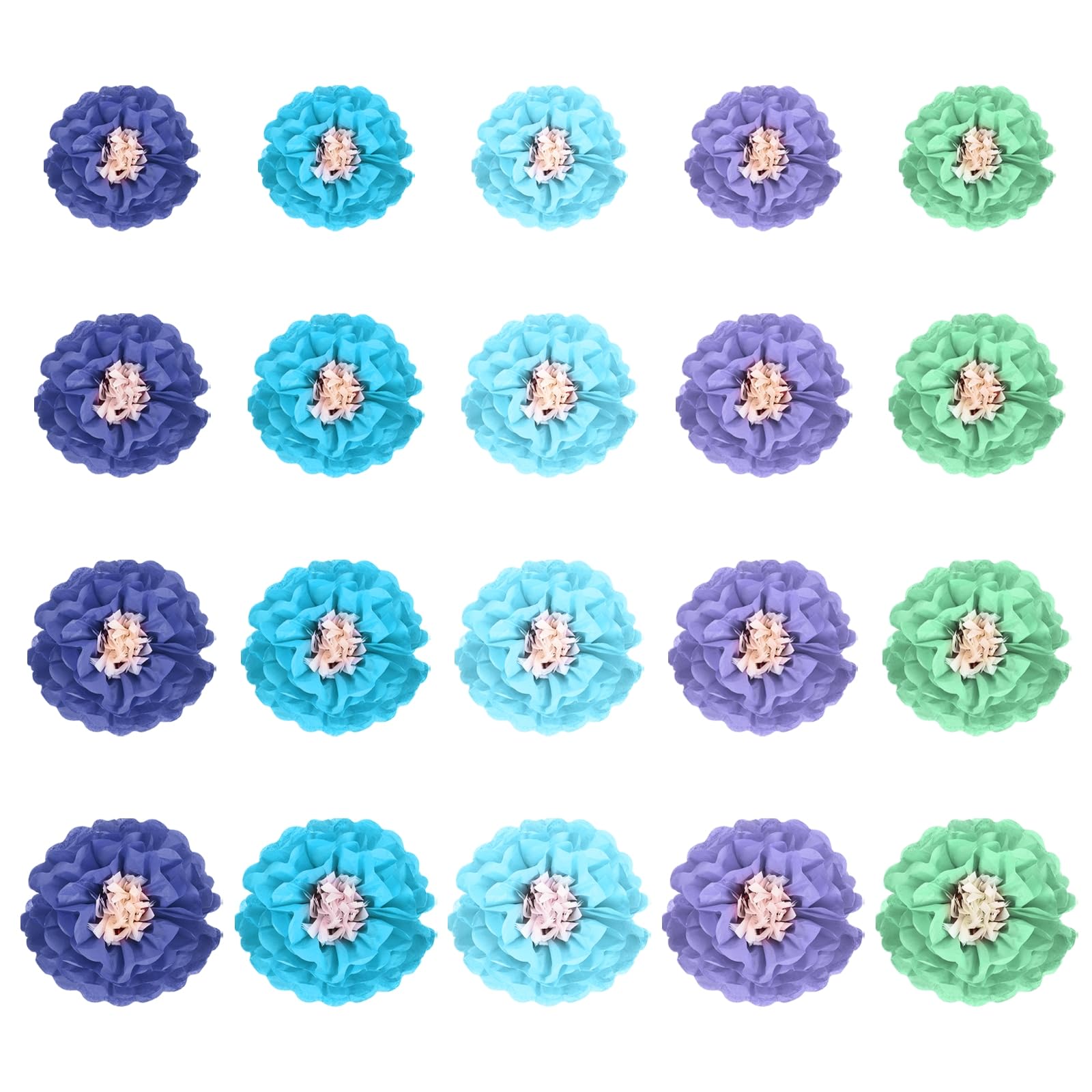 Fleurs mexicaines en papier crêpe bleu azur et kits de pompons pour DIY