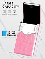 Vista 4 de Padike - Tarjetero profesional de cuero sintético para tarjetas de presentación, tarjetero delgado de metal con cierre magnético (Rosa)