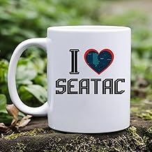 Keepsake Present Mug for City SeaTac Washington State - I Love SeaTac WA Souvenirs Mug Ceramic 11oz White