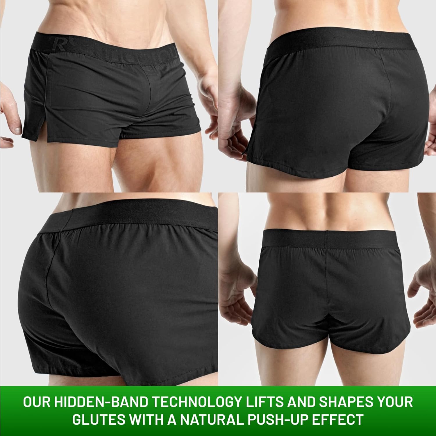 Rounderbum Men’s Lift Tech Boxer Brief – Butt Lifting Underwear for Men, Cotton Stretch, Low-Rise Fit - 5 Colors, Sizes S–XL