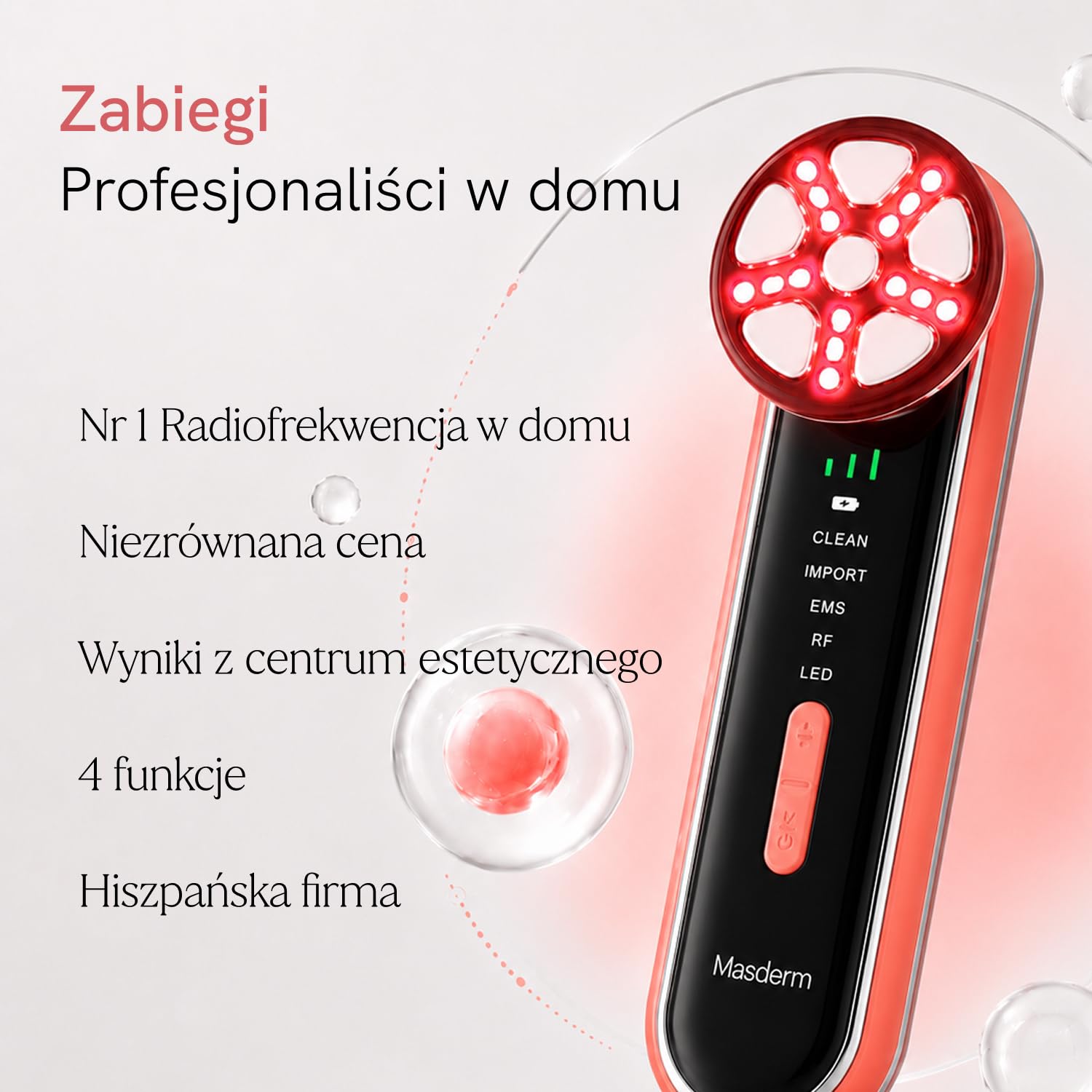MASDERM | Urządzenie o częstotliwości radiowej twarz 5 w 1 | Elektryczny masażer | Czyszczenie | Profesjonalna maszyna Hifu do twarzy i ciała | Galwanika ujędrniająca