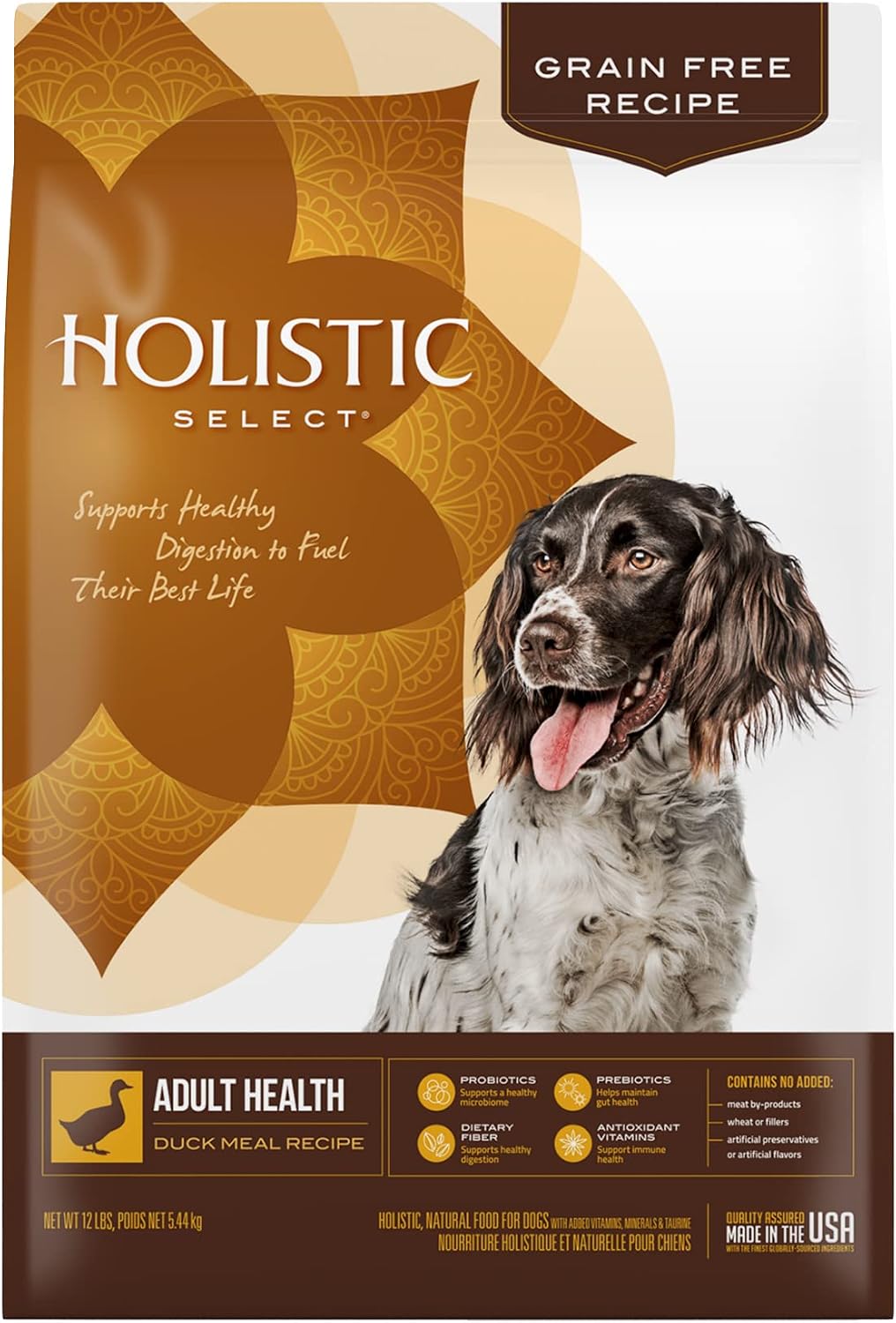 Holistic Select Natural Grain Free Dry Dog Food, Duck Meal Recipe, 12-Pound Bag