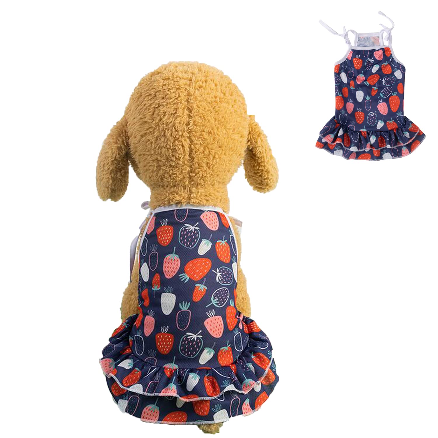 Pet Skirt, Cute Printed Puppy Summer Dress,Tank Top Suitable for Cat Small Medium Dog_M(Strawberry 3)