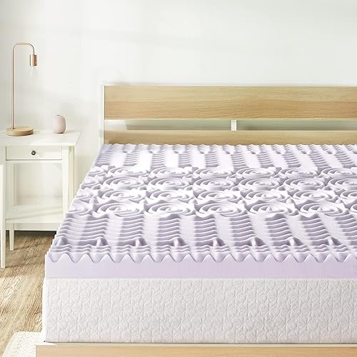 Miniatura 2 de Best Price Mattress - Cubrecolchón de espuma viscoelástica de 3 pulgadas con 5 zonas, con infusión de lavanda calmante, certificado CertiPUR-US,