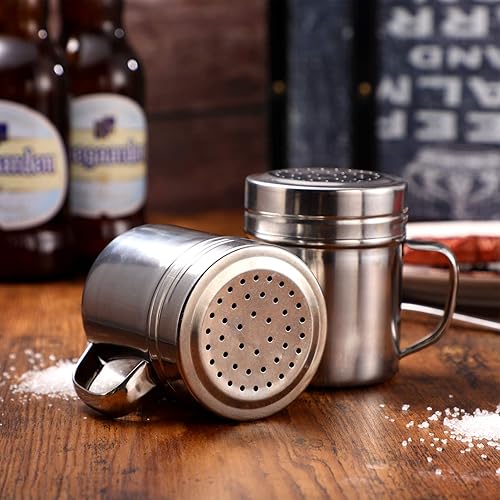 Miniatura 7 de DOITOOL Coctelera de acero inoxidable, 2 unidades, agitador de azúcar en polvo con asa, salero y pimentero con tapa para barbacoa, cocina,