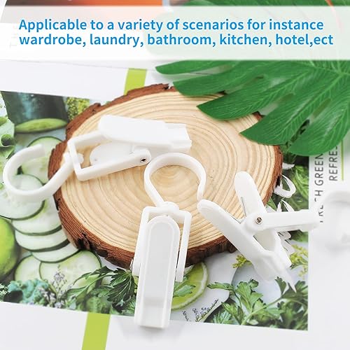Miniatura 5 de Unlorspy 20 clips giratorios de plástico súper fuertes, ganchos para colgar ropa, 4.13 x 1.38 pulgadas, ganchos de lavandería para ropa, sombrero,