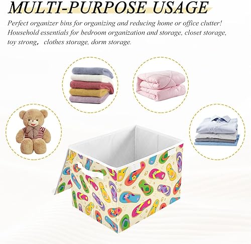 Miniatura 7 de Flip Flops Beach Summer Times Foldable Storage Bins Bags for Clothes Fabric Storage Container Organizers with Reinforced Handle Closet Organizers