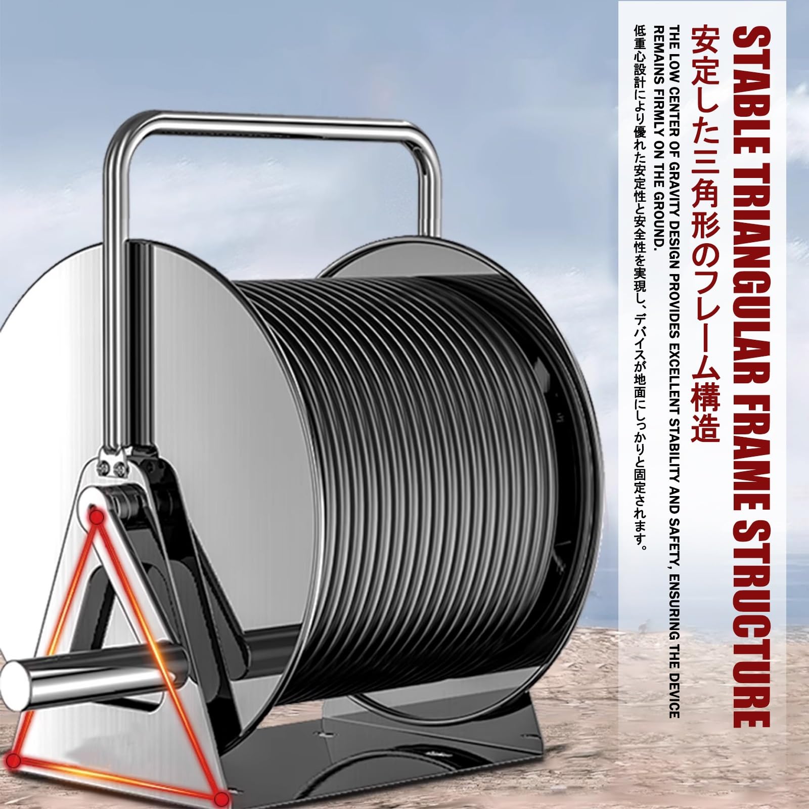 Carrete De Manguera De Acero Inoxidable，Schlauchtrommel Portamangueras Acero Inoxidable，Adecuado for Patios Al Aire Libre, Caminos De Acceso, Granjas Y Patios.(Stainless Steel A,20m)