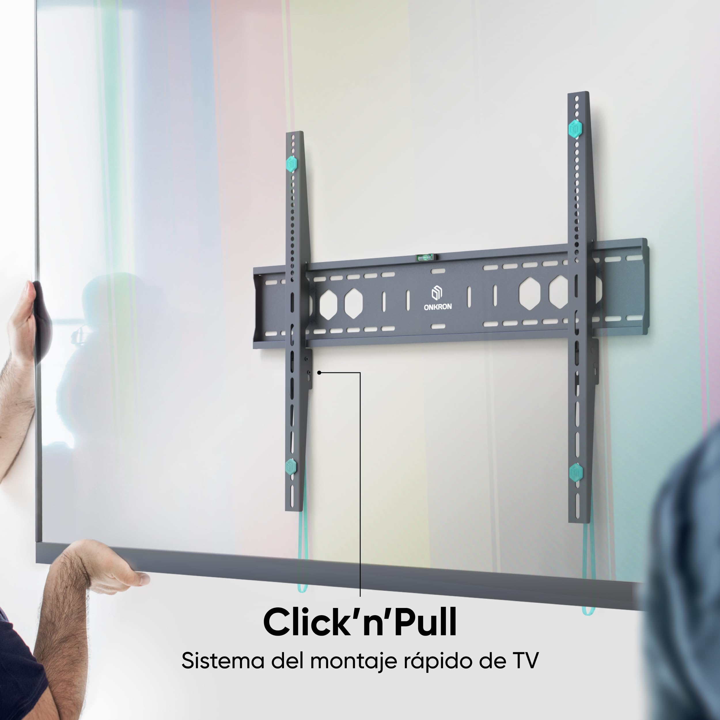 ONKRON Soporte TV Pared Fijo de 60 a 110 Pulgadas, Carga hasta 120 kg, Soporte Television Pared con VESA 200x200-900x600 mm, Brazo TV Fijado, Colgador para Pantalla Grande, Universal, Negro UF12-B
