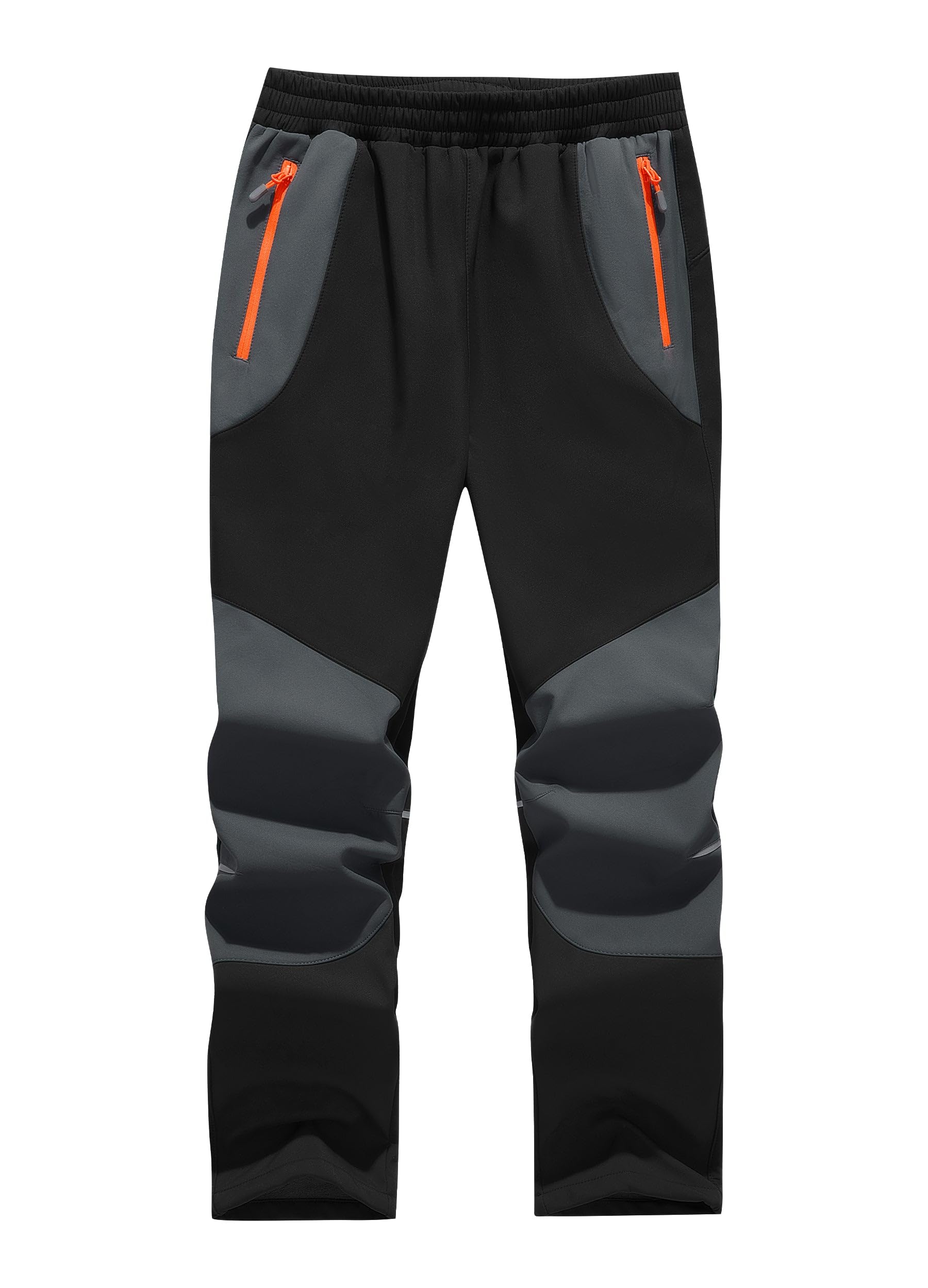 WILLIT Kinder Softshellhose Thermohose Skihose Gefüttert Jungen Mädchen Schneehose Winter Wasserdicht Winddicht Wanderhose mit Taschen Schwarz M