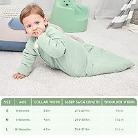Vista 7 de Looxii Saco de dormir para bebé de 6 a 18 meses, 2.5TOG, manta de invierno para bebé, saco de dormir con longitud ajustable, color verde