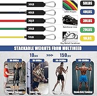 Vista 2 de Juego de 23 bandas de resistencia para entrenamiento, 5 bandas de ejercicio apilables con asas, 5 bandas de bucle de resistencia, cuerda