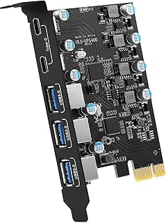 5 Ports USB 3.0 PCI Express (PCIe) Expansion Card (3 USB Type-A and 2 USB Type-C Ports), Desktop PC Host Card Support Windows 11/10/8/7/XP and MAC OS 10.8.2 Above