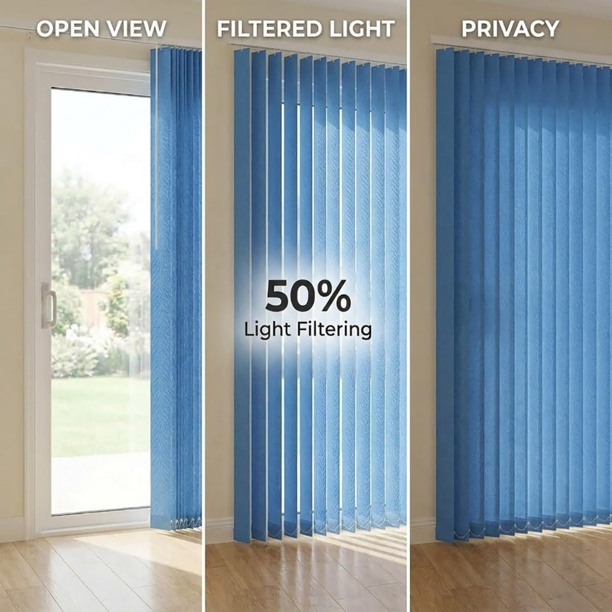 Lamellenvorhang Vertikaljalousie für Schiebetüren, Lichtdurchlässige Stoff Lamellenanlage, Blaue Vertikalanlage Schiebevorhang 100 150 170 200 260 cm viele Farben zur Auswahl(W240 x H180cm)