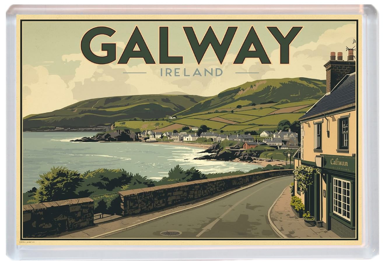 Baked Bean Store Multicolor Galway - Ireland - Jumbo Artistic Fridge Magnet 96 X 67Mm Bbsfhm3457
