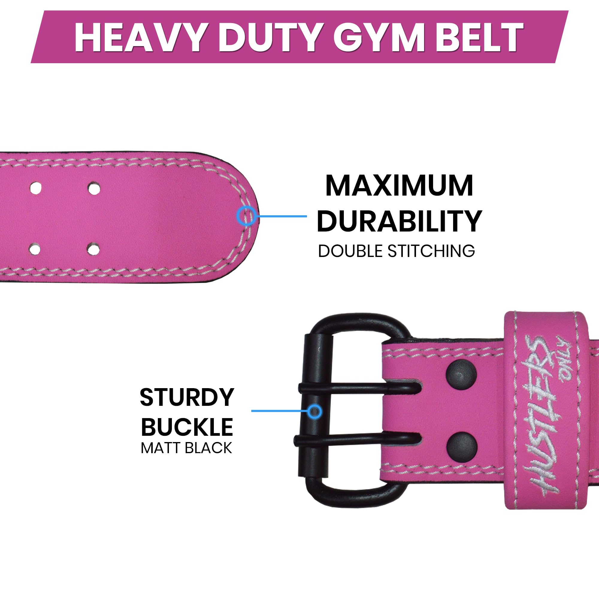 HUSTLERS ONLY Cintura per sollevamento pesi per uomini e donne, 7 mm di spessore, cintura da palestra in pelle imbottita da 10,2 cm, cintura regolabile per powerlifting, bodybuilding, stacco da terra